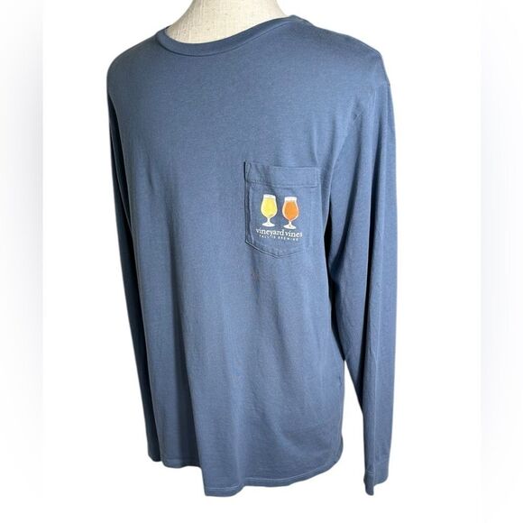 Vineyard Vines Men’s Blue Fall Is Brewing Long-Sleeve Pocket Tee - Picture 3 of 7